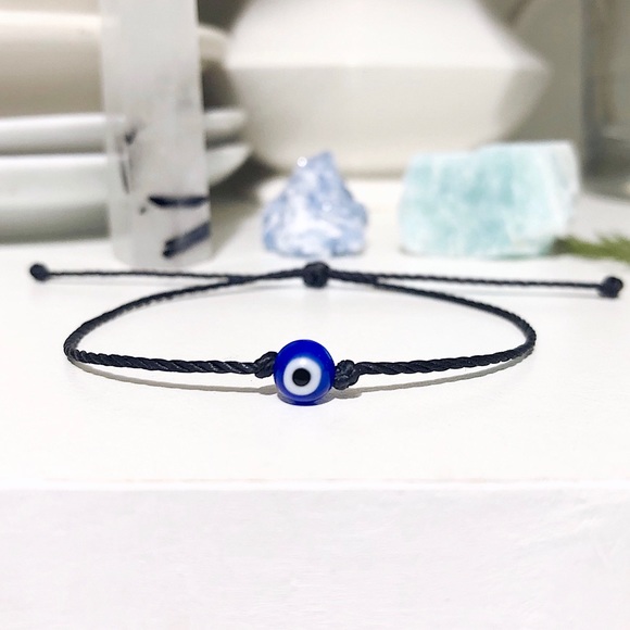 Dainty Blue Turkish Evil Eye Bracelet - Picture 3 of 3